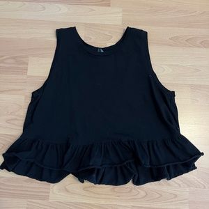 Wild Fable Black Cropped Frilly Sleeveless Shirt.